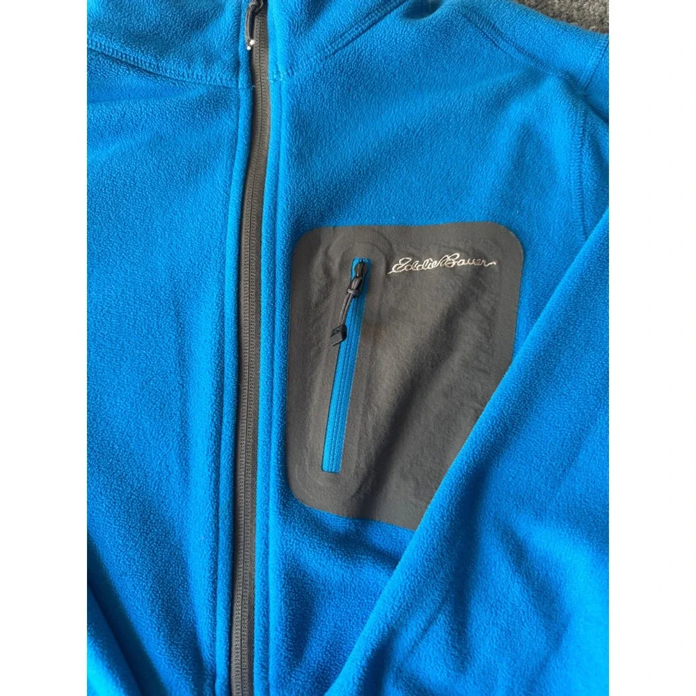 Eddie Bauer First Ascent Men's Blue Full Zip Fleece Jacket Stand-Up Collar Small